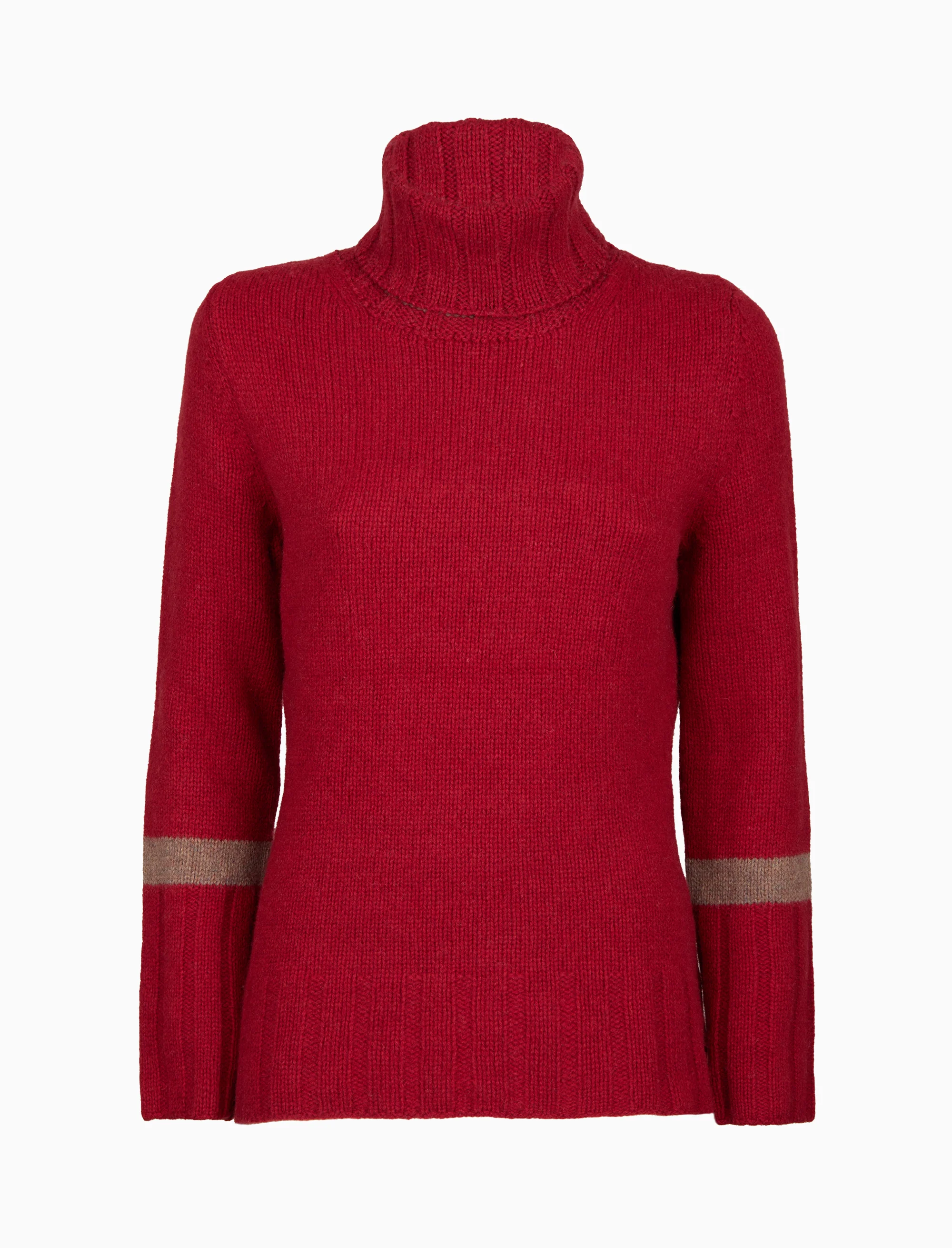 Pull dolcevita donna lana rosso tinta unita