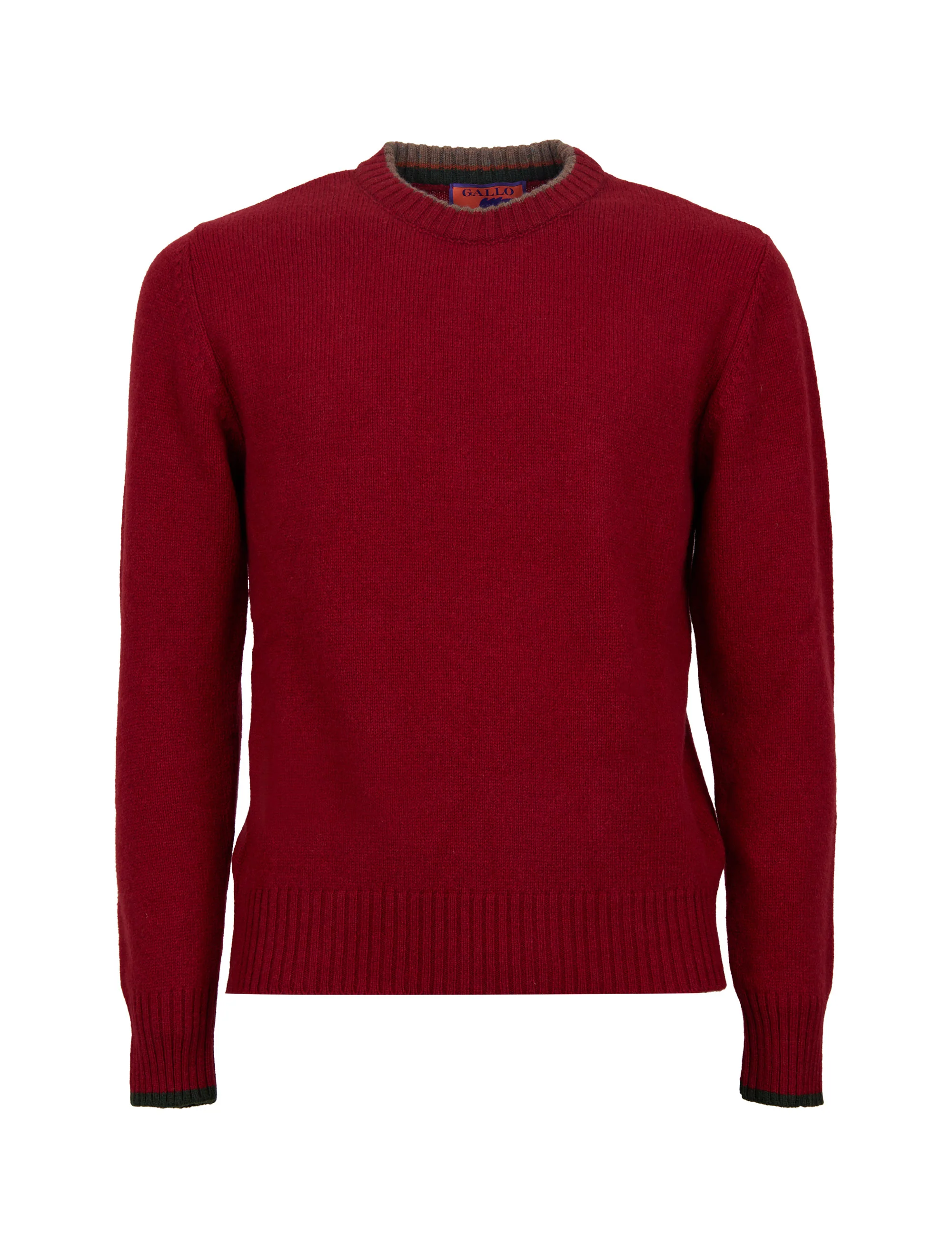 Pull girocollo uomo lana rosso tinta unita - Image 3