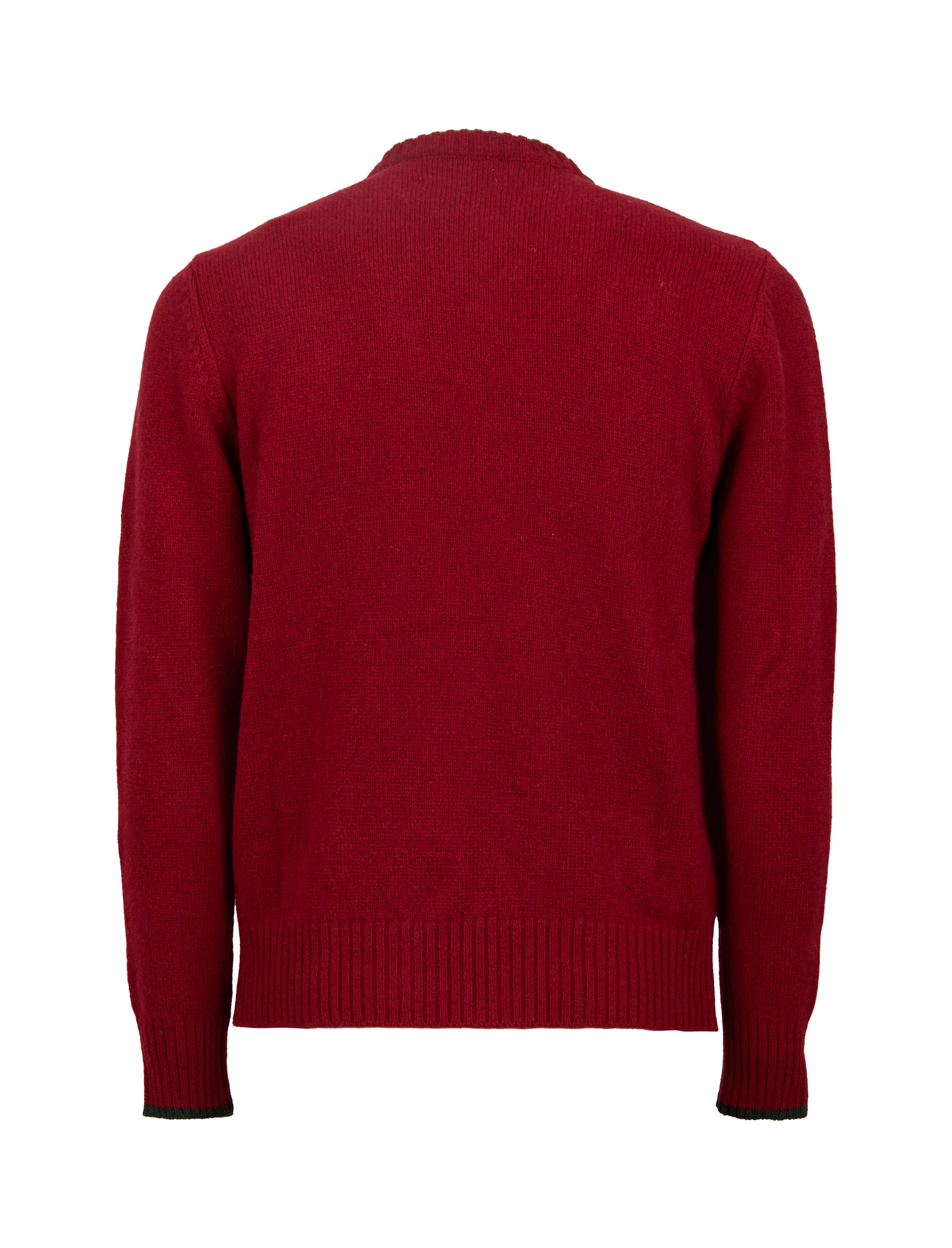 Pull girocollo uomo lana rosso tinta unita - Image 4