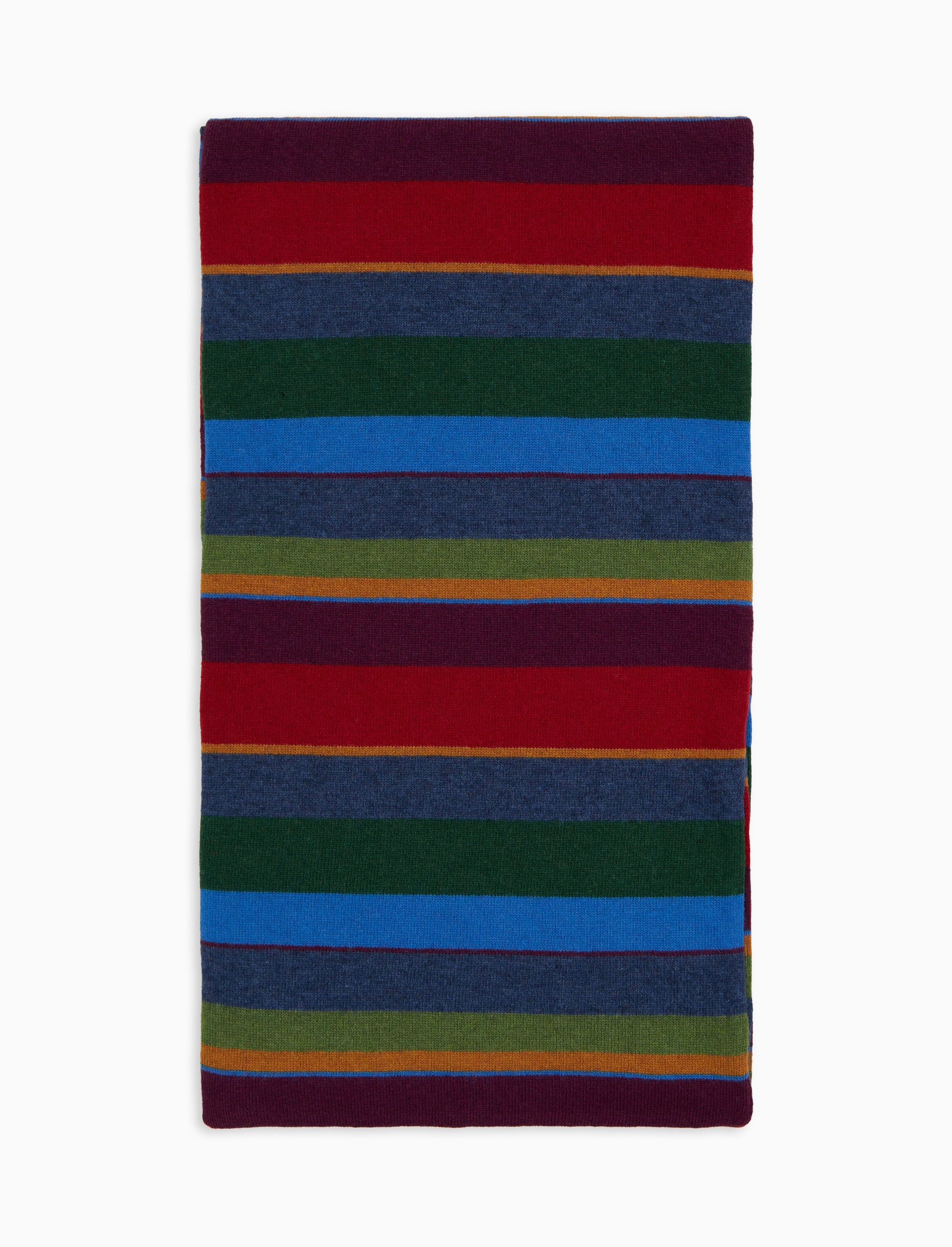 Sciarpa doppiata unisex lana e cashmere blu righe multicolor - Image 2