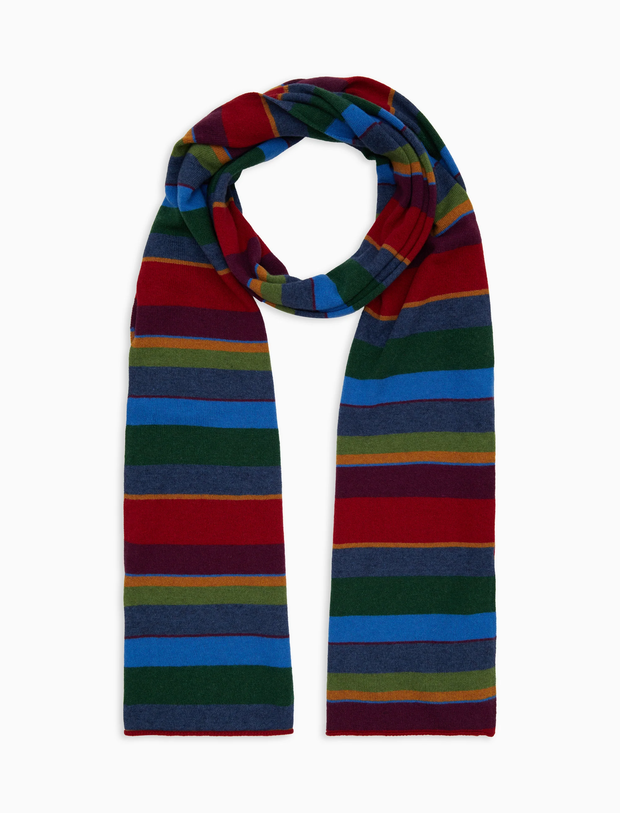 Sciarpa semplice unisex lana e cashmere blu righe multicolor