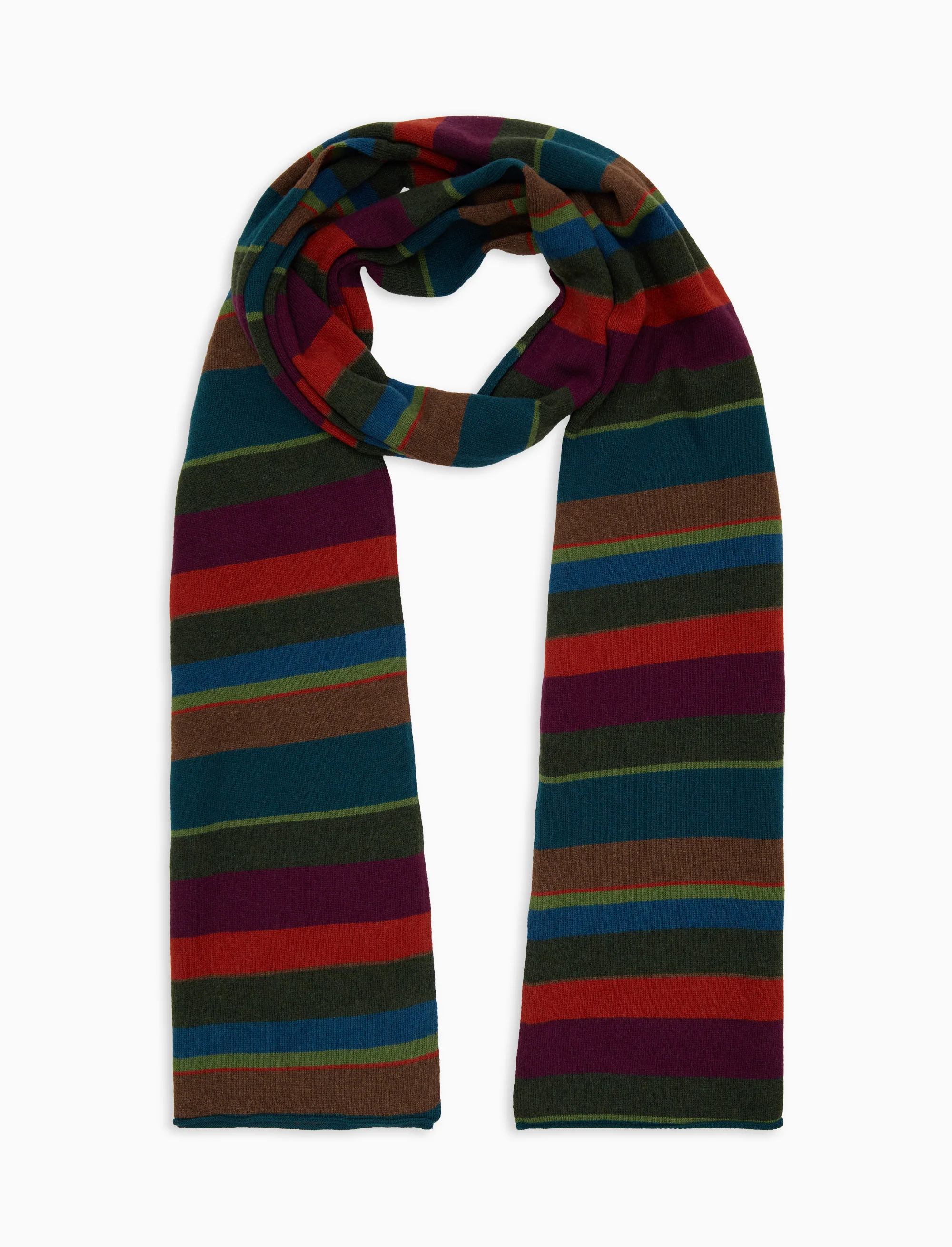 Sciarpa semplice unisex lana e cashmere verde righe multicolor