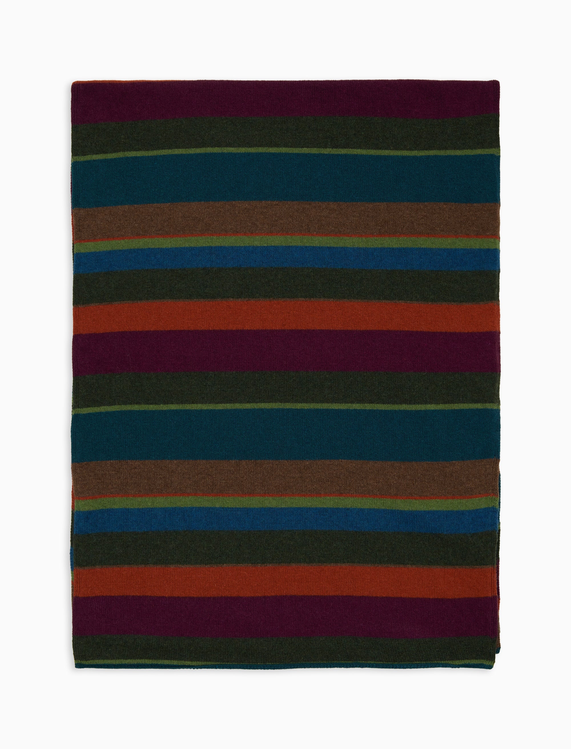 Sciarpa semplice unisex lana e cashmere verde righe multicolor - Image 2