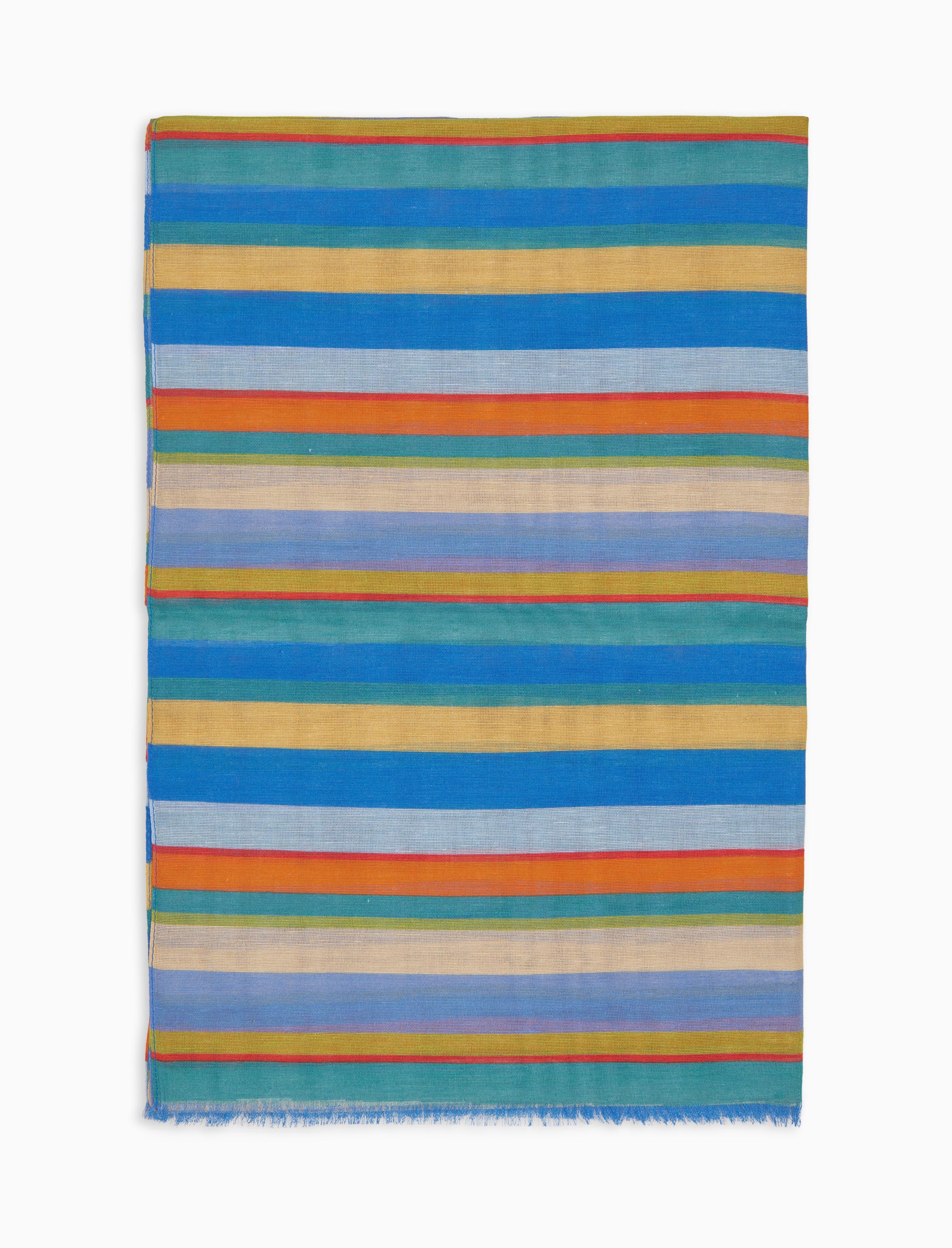 Sciarpa unisex cotone, viscosa e lino righe multicolor azzurro