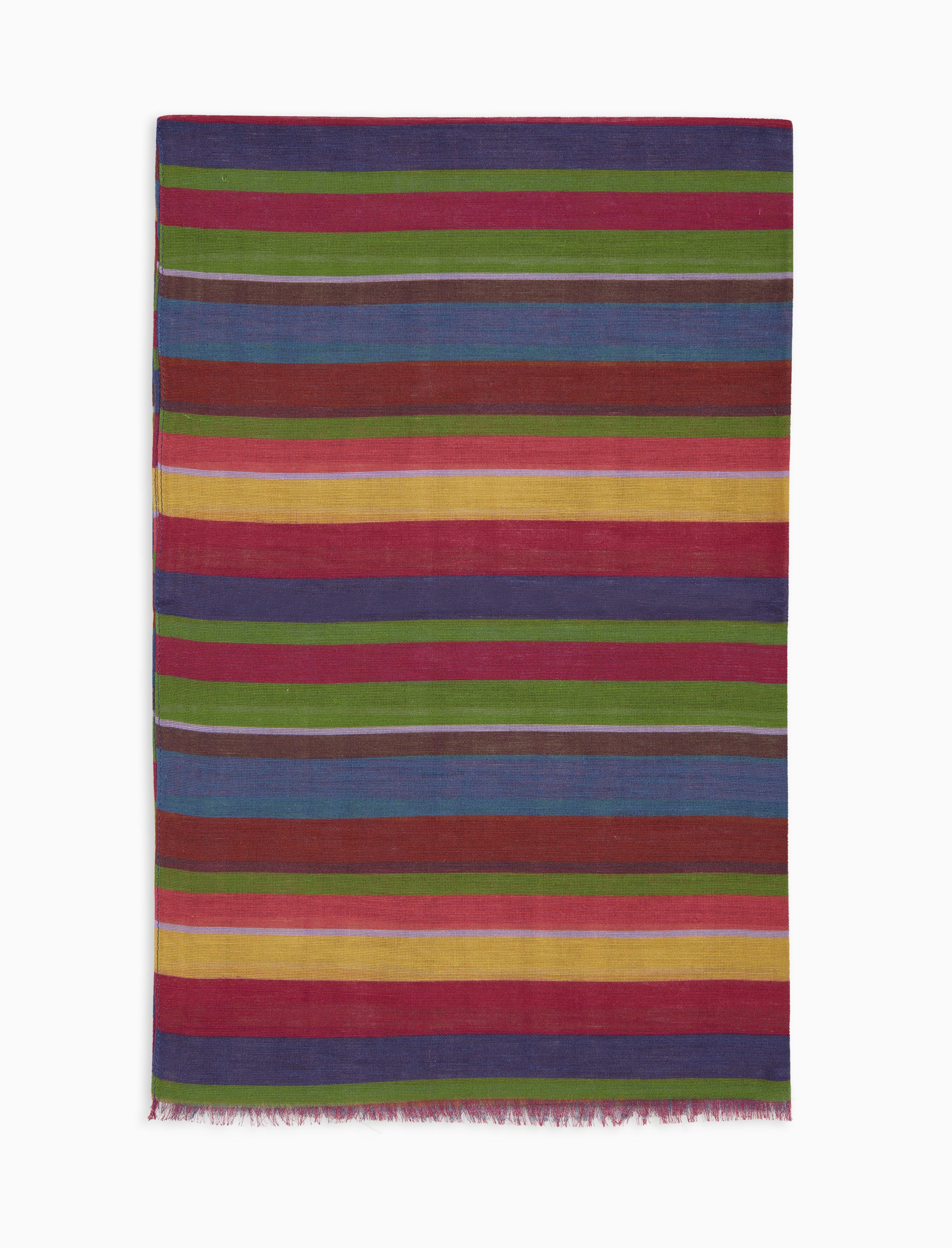 Sciarpa unisex cotone, viscosa e lino righe multicolor fucsia