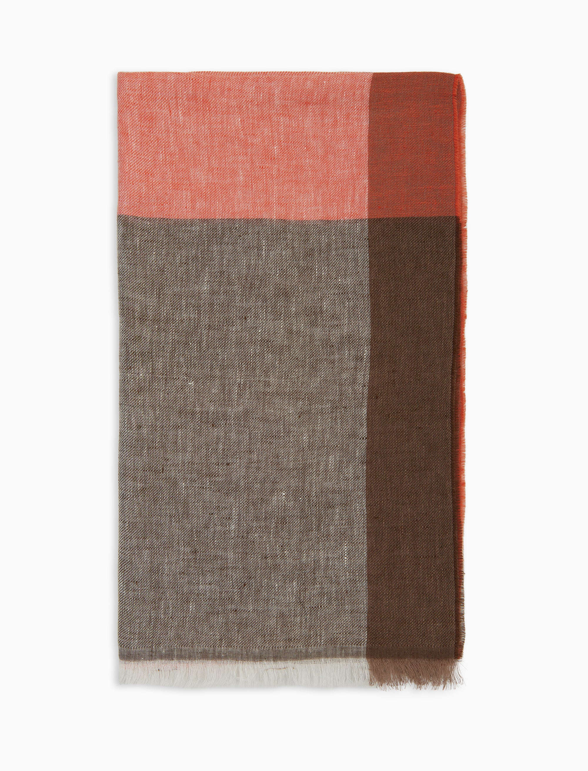 Sciarpa unisex lino color block arancio
