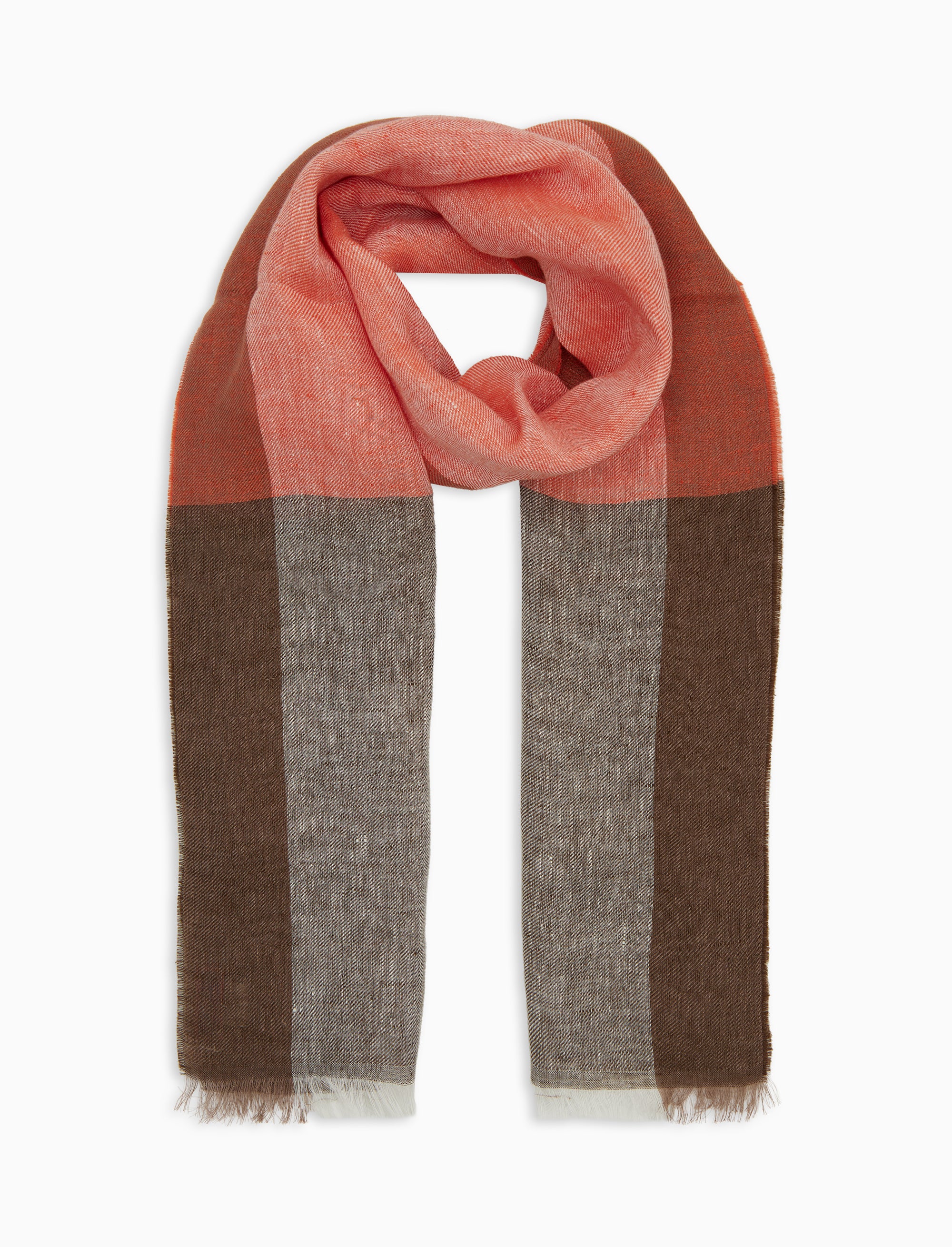 Sciarpa unisex lino color block arancio - Image 2