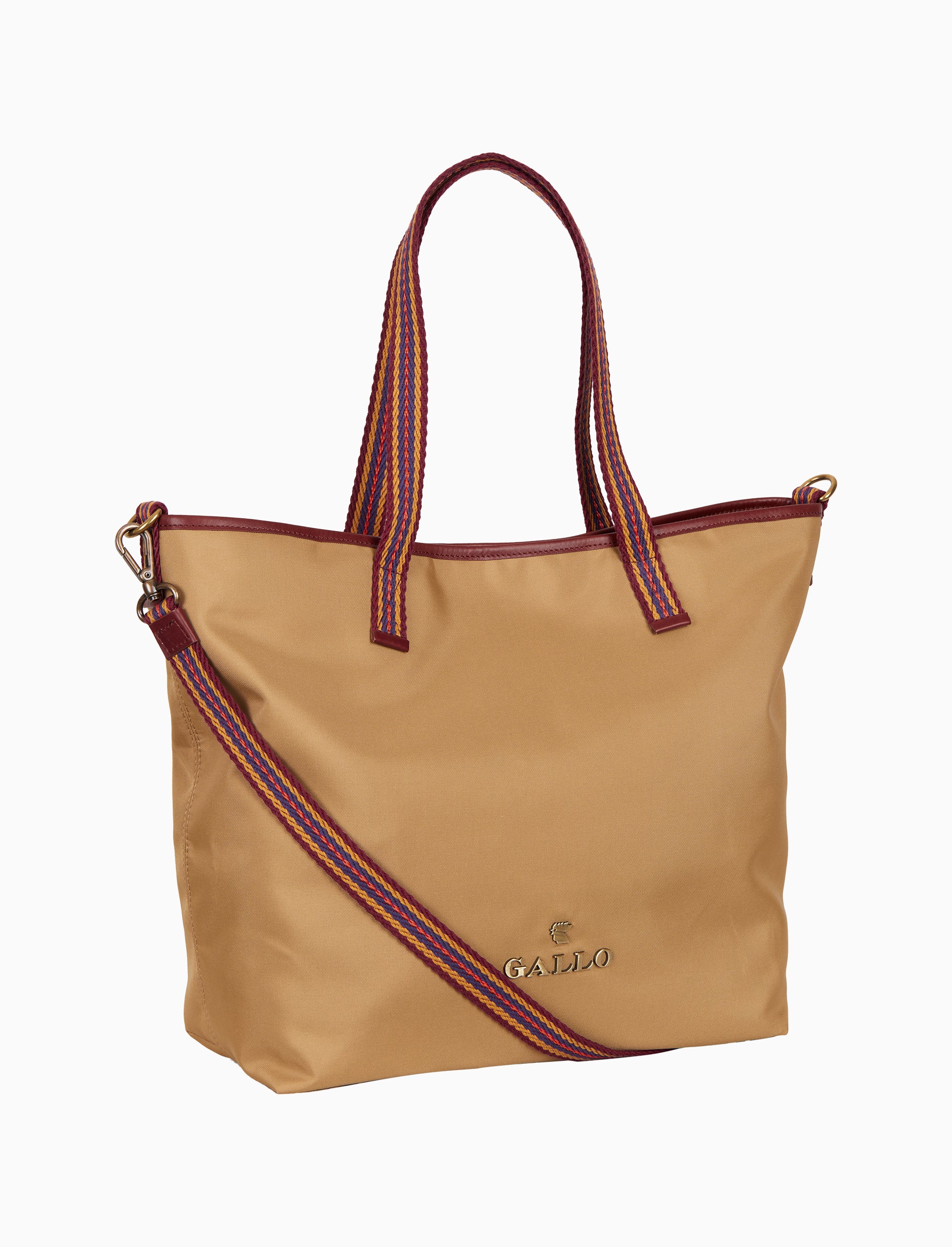 Shopper unisex tinta unita giallo con nastro spigato ed inserti in pelle