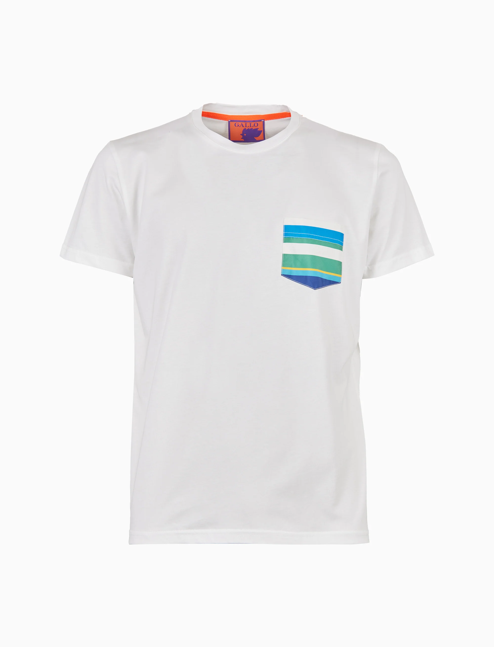 T-shirt uomo cotone tinta unita e taschino multicolor bianco - Image 4