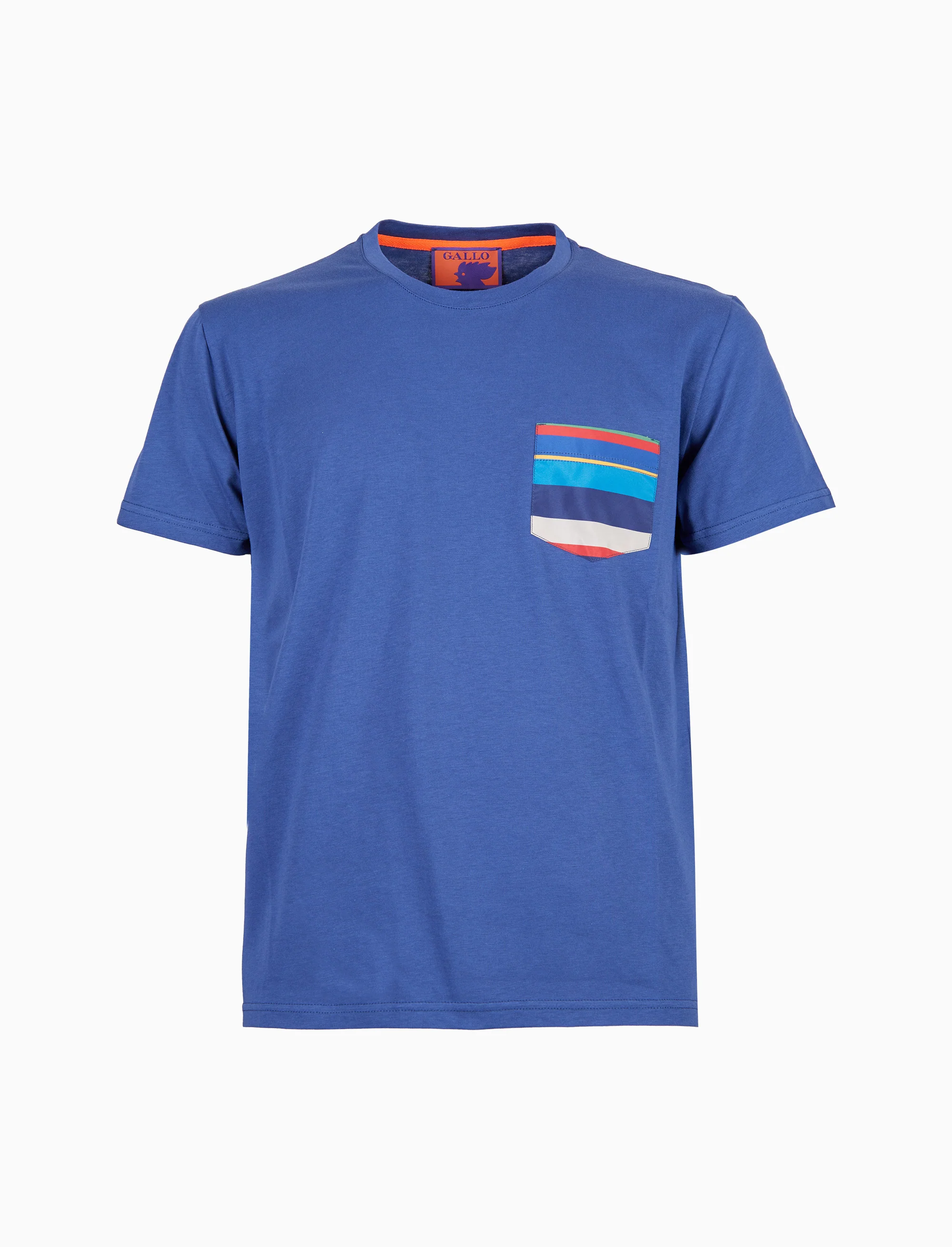 T-shirt uomo cotone tinta unita e taschino multicolor blu - Image 4