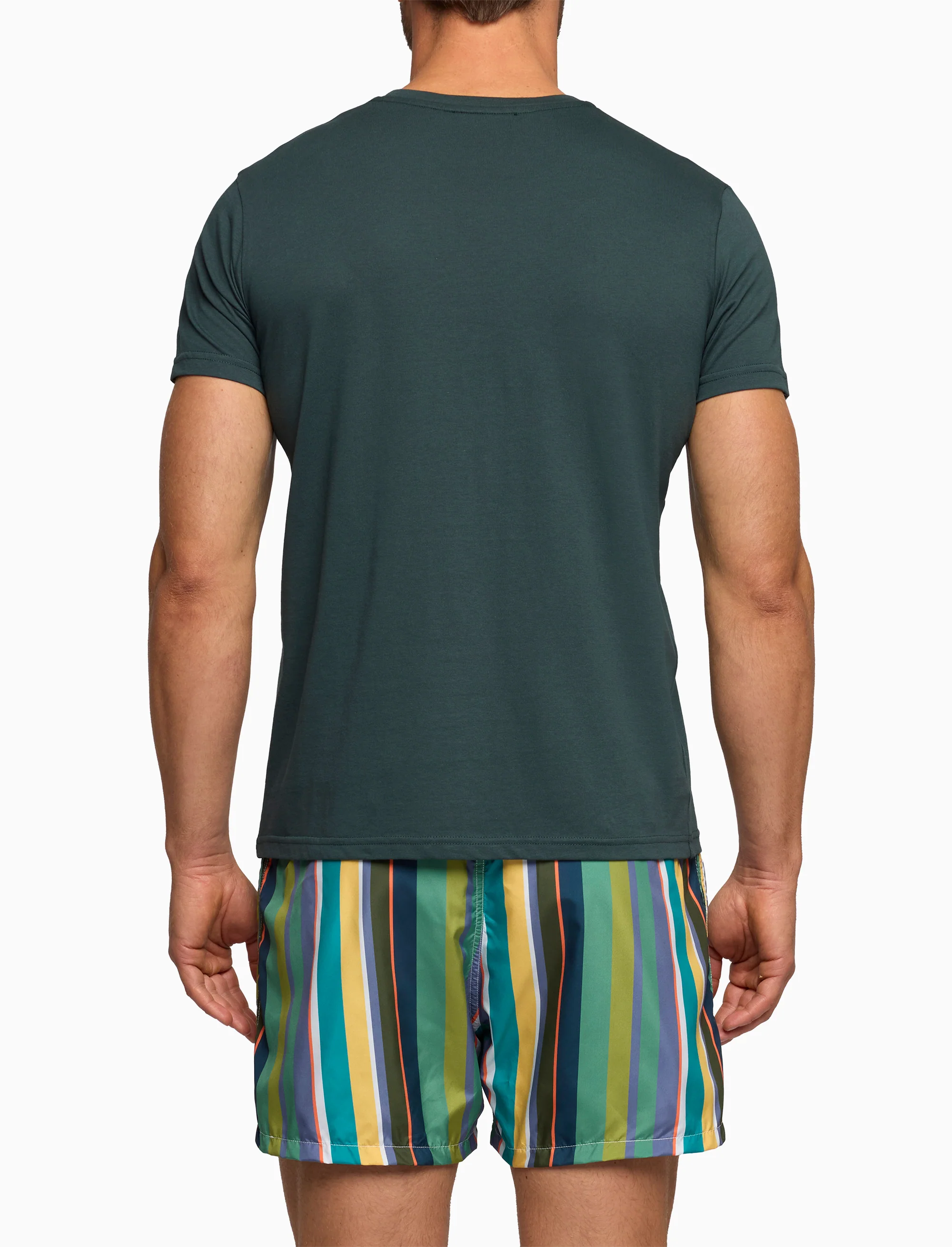 T-shirt uomo cotone tinta unita e taschino multicolor verde - Image 2