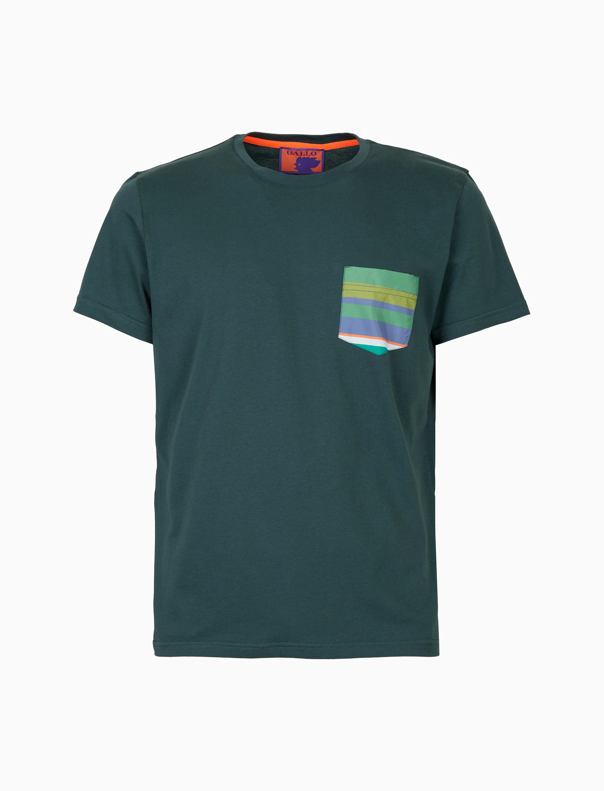 T-shirt uomo cotone tinta unita e taschino multicolor verde - Image 4