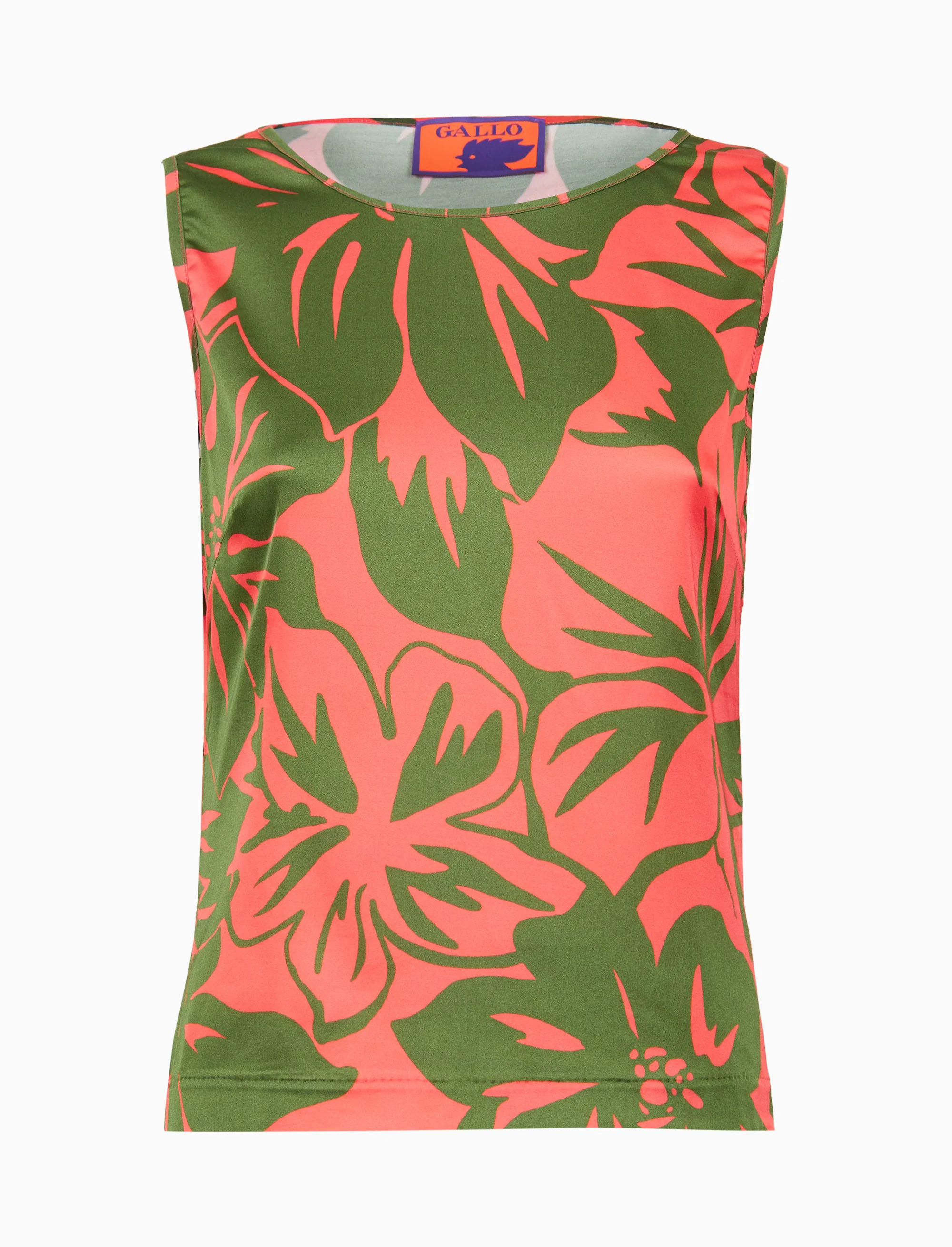 Top senza maniche donna fantasia fiori rosa