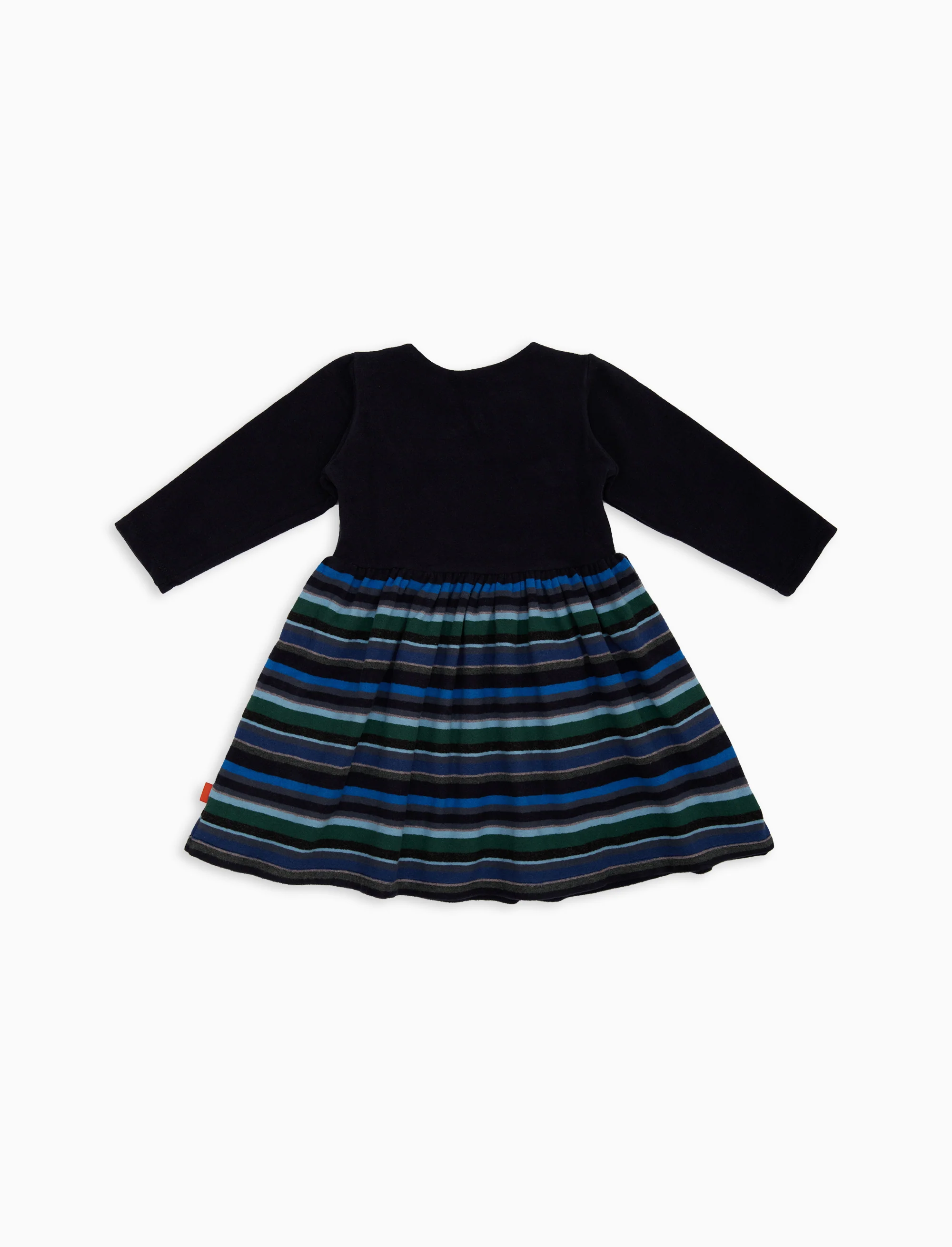 Vestito bambino pile blu tinta unita e righe multicolor - Image 2