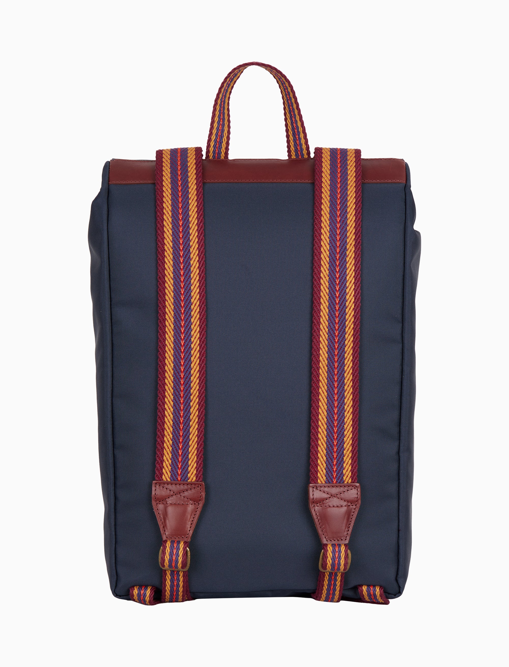 Zaino unisex tinta unita blu con nastro spigato ed inserti in pelle - Image 3